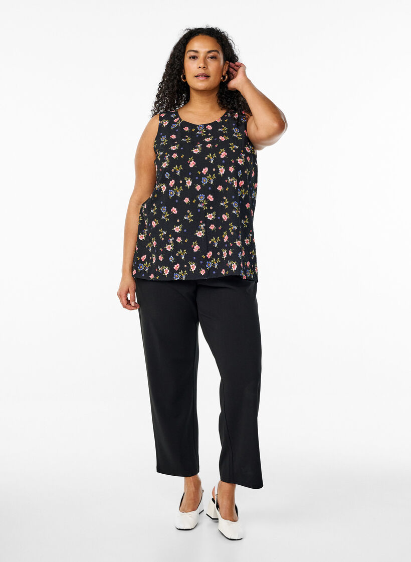 FLASH - Sleeveless top with texture, Black, Model image number 1