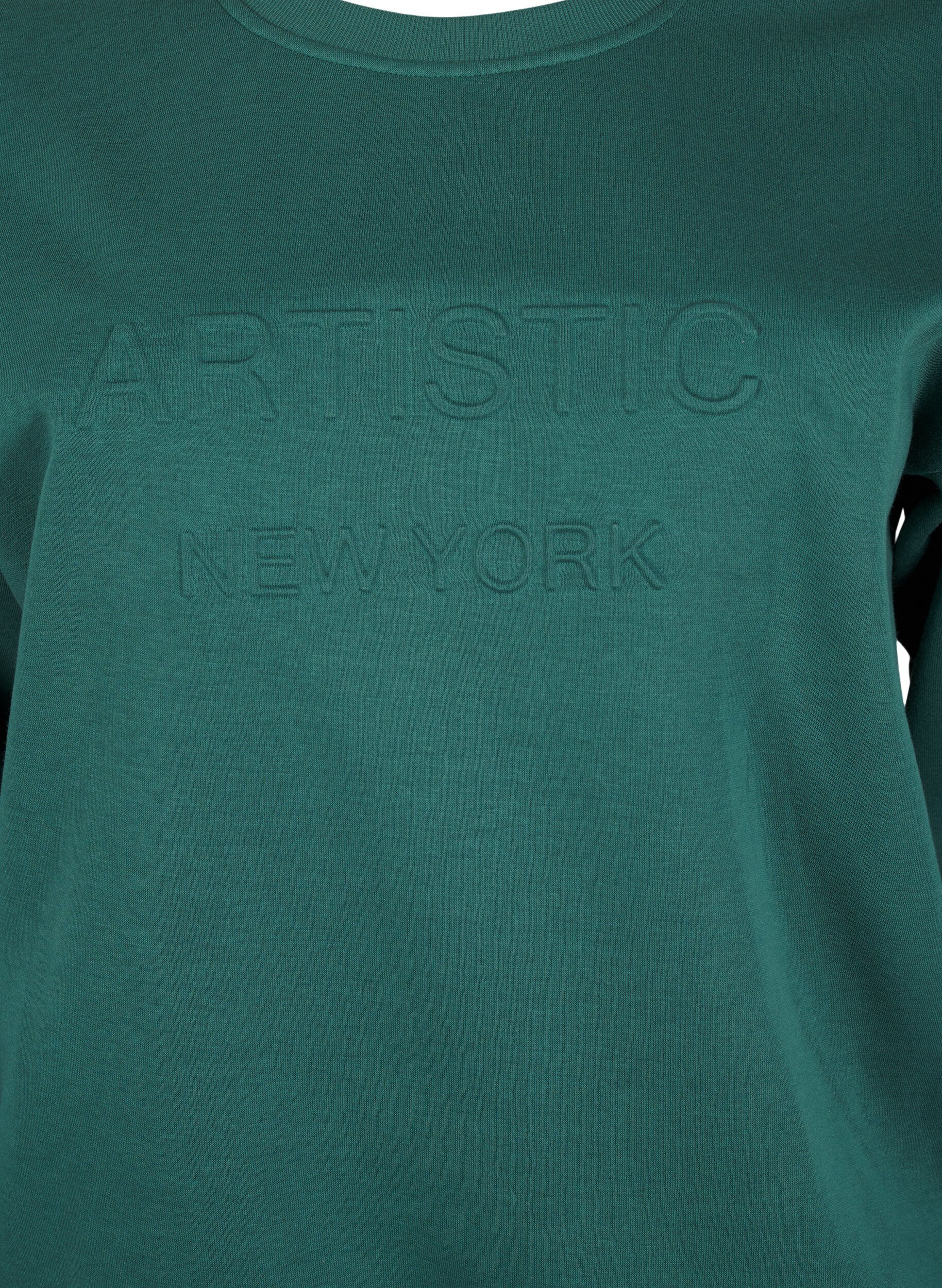Zizzifashion Sweatshirt with terry text, Green, Packshot image number 2