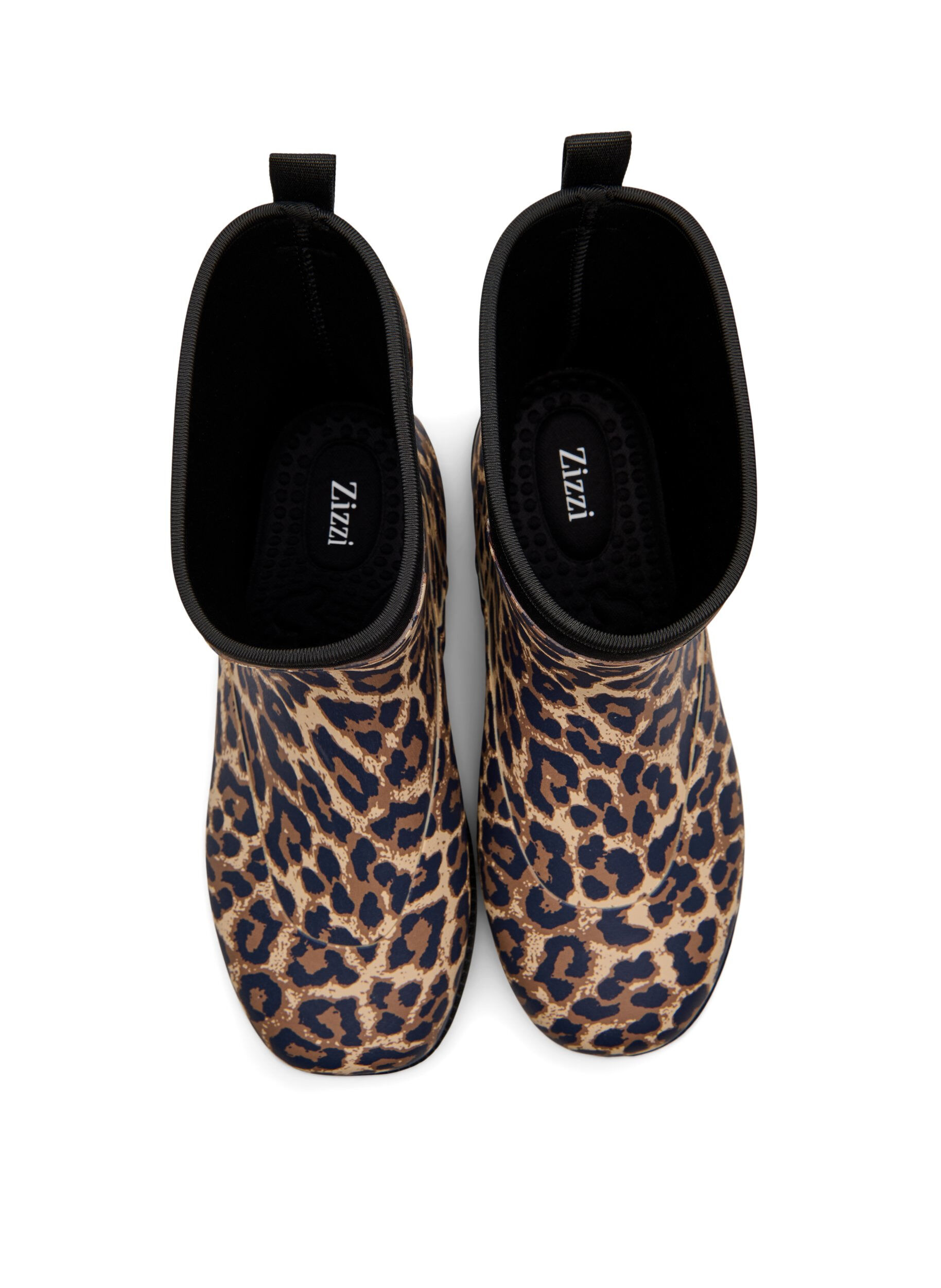 Zizzifashion Wide fit - Short wellies with elastic neoprene shaft, Leopard AOP, Packshot image number 2