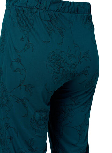 Viscose pyjama pants with floral print, Deep Teal Flower, Packshot image number 3