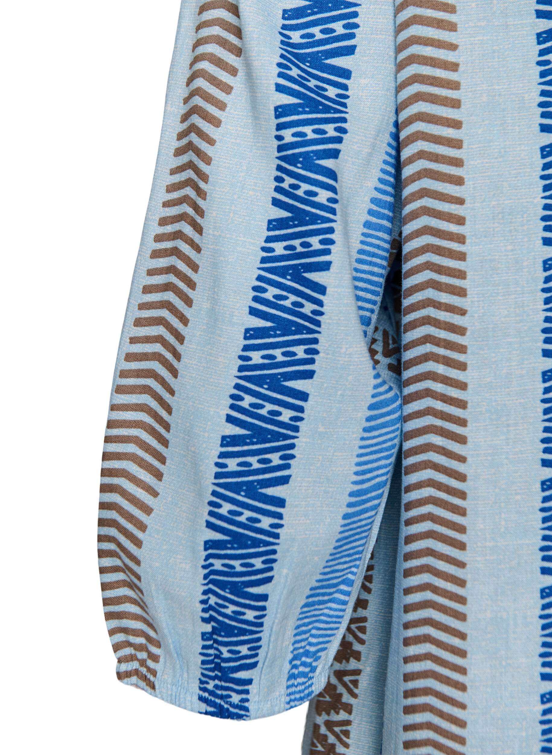 ZizzifashionShort dress in linen and viscose with 3/4 sleeves, Blue, Packshot image number 3