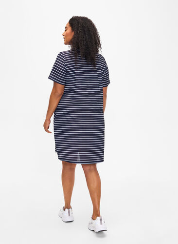 FLASH - Striped dress with short sleeves, Night S. W. Stripe, Model image number 1