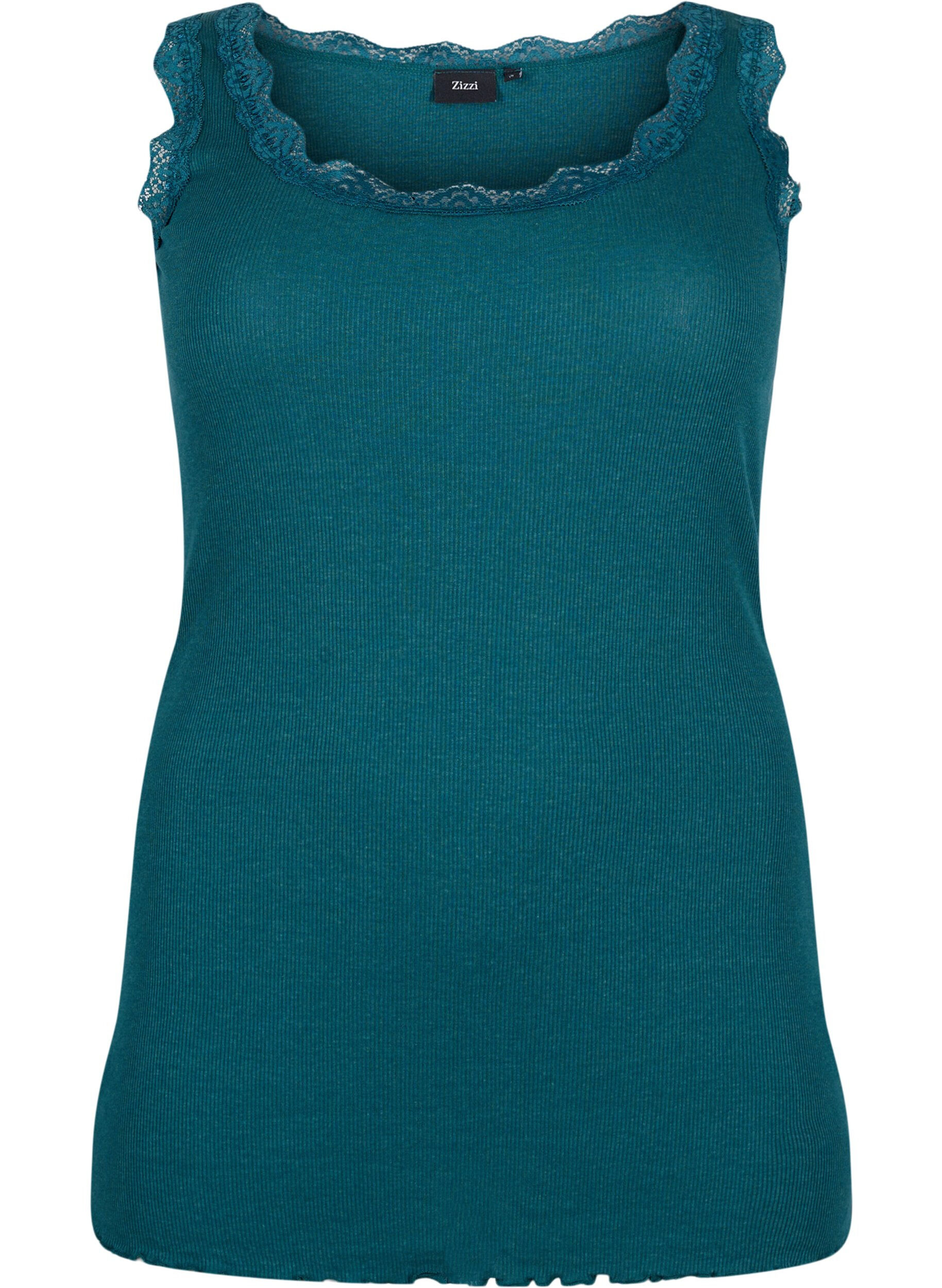 ZizzifashionTop with lace trim, Green, Packshot image number 0