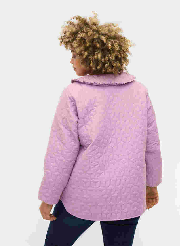 Quilted jacket with collar and frills, Lavender Mist, Model image number 1