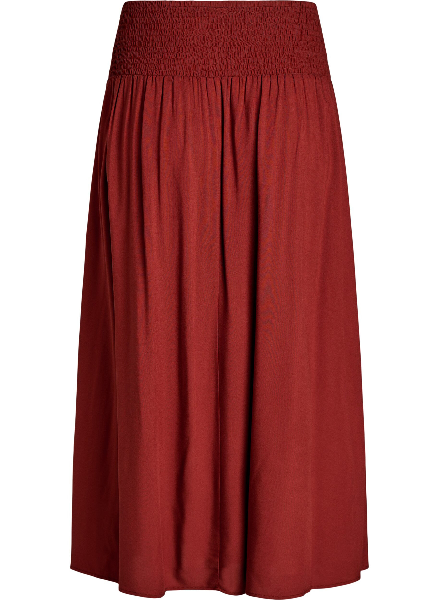 ZizzifashionViscose maxi skirt with smocking, Red, Packshot image number 1