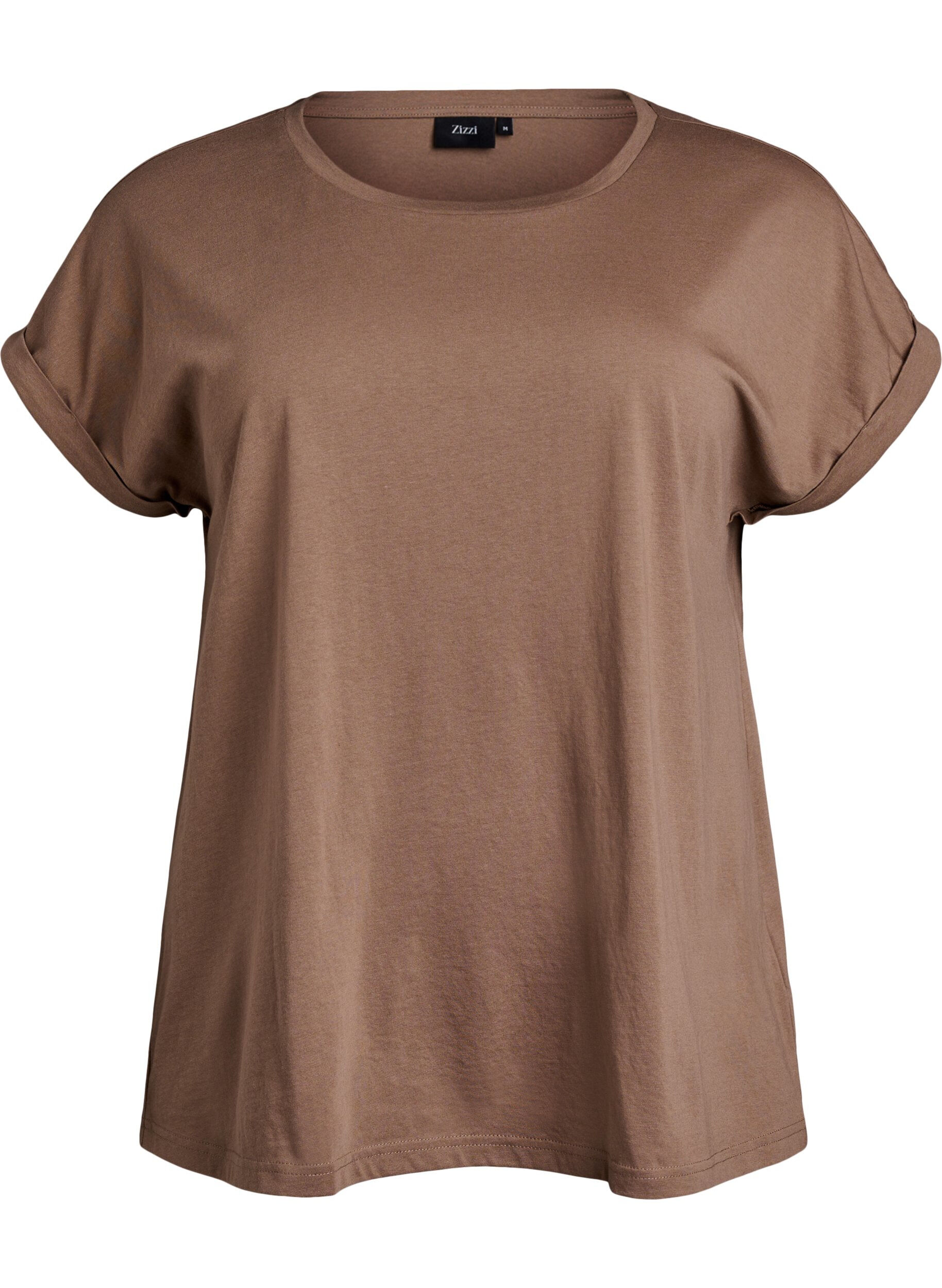 Zizzifashion Short sleeve cotton blend T-shirt, Brown, Packshot image number 0
