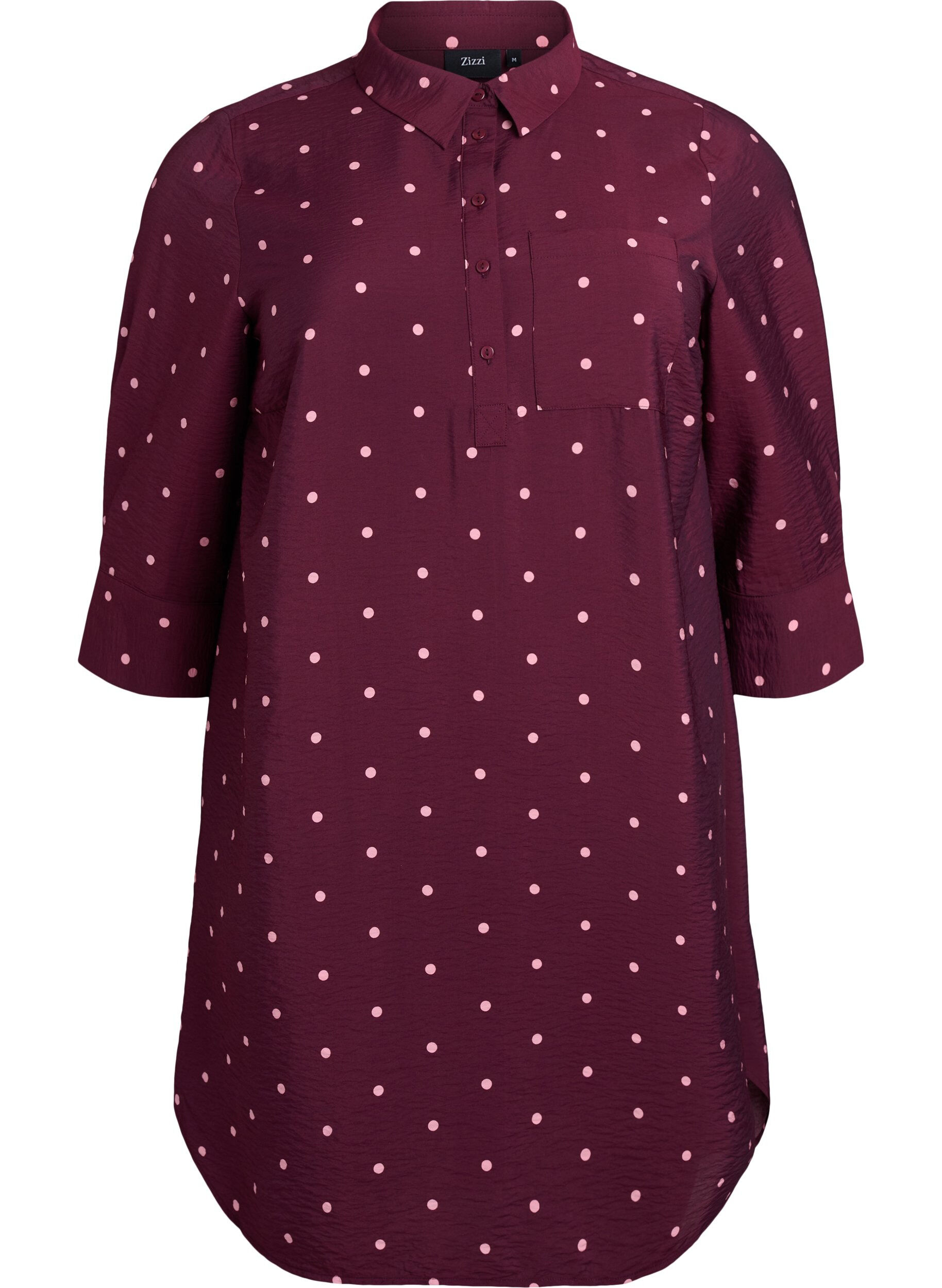 ZizzifashionShort dress with collar and chest pocket, Red, Packshot image number 0