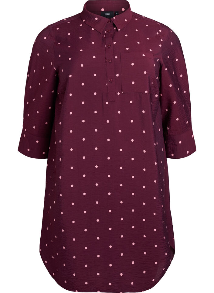 Short dress with collar and chest pocket, Red, Packshot image number 0