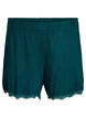 Loose night shorts with ribbed texture and lace trim, Green, Packshot image number 0