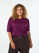 Blouse with button detail and short puff sleeves, Dark Bordeaux, Model image number 0