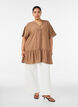 Loose tunic with crinkled texture and ruffle hem, Brown, Model image number 1