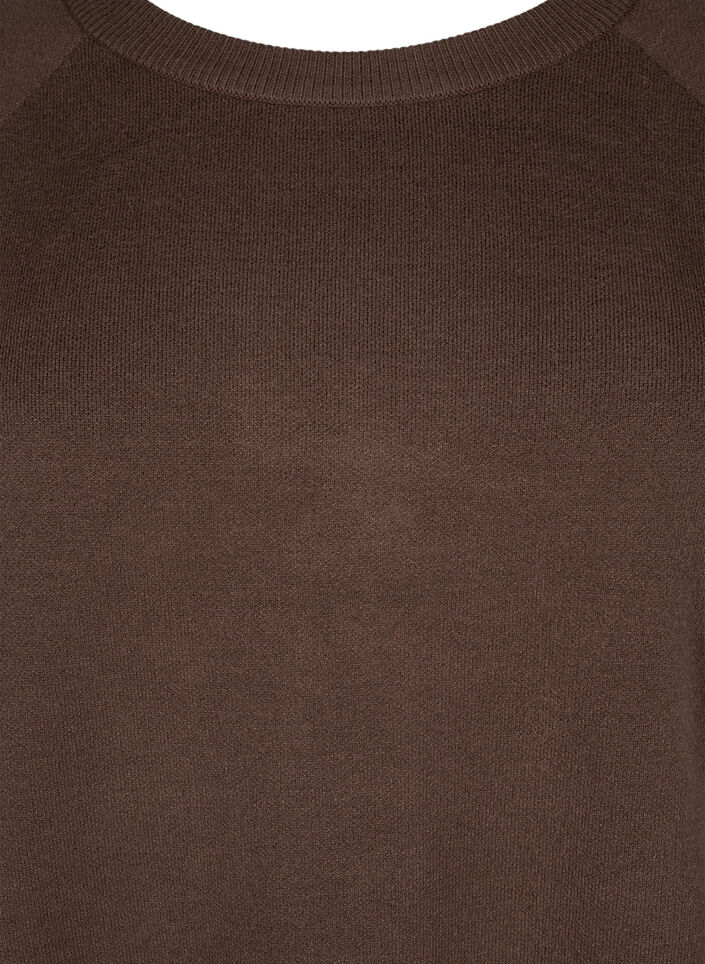 Knitted dress with a round neck and slit, Brown, Packshot image number 2