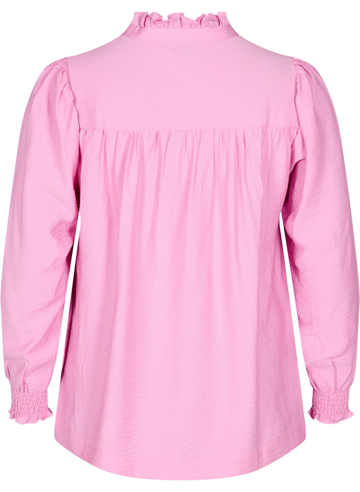 Blouse with ruffle collar, Pink, Packshot image number 1