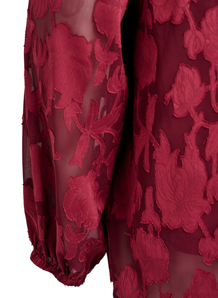 Blouse with buttons and floral pattern, Dark Bordeaux, Packshot image number 3