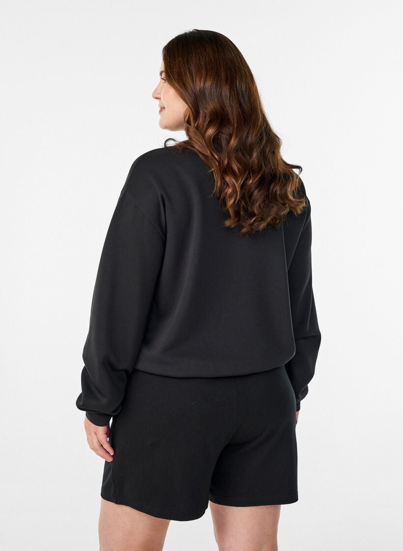 Bomber cardigan with zip, Black, Model image number 2