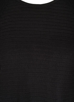 Knit blouse with texture and round neckline, Black, Packshot image number 2