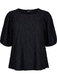 Textured blouse with short sleeves