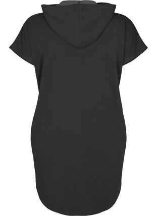 Short-sleeved jumper dress with hood, Black, Packshot image number 1