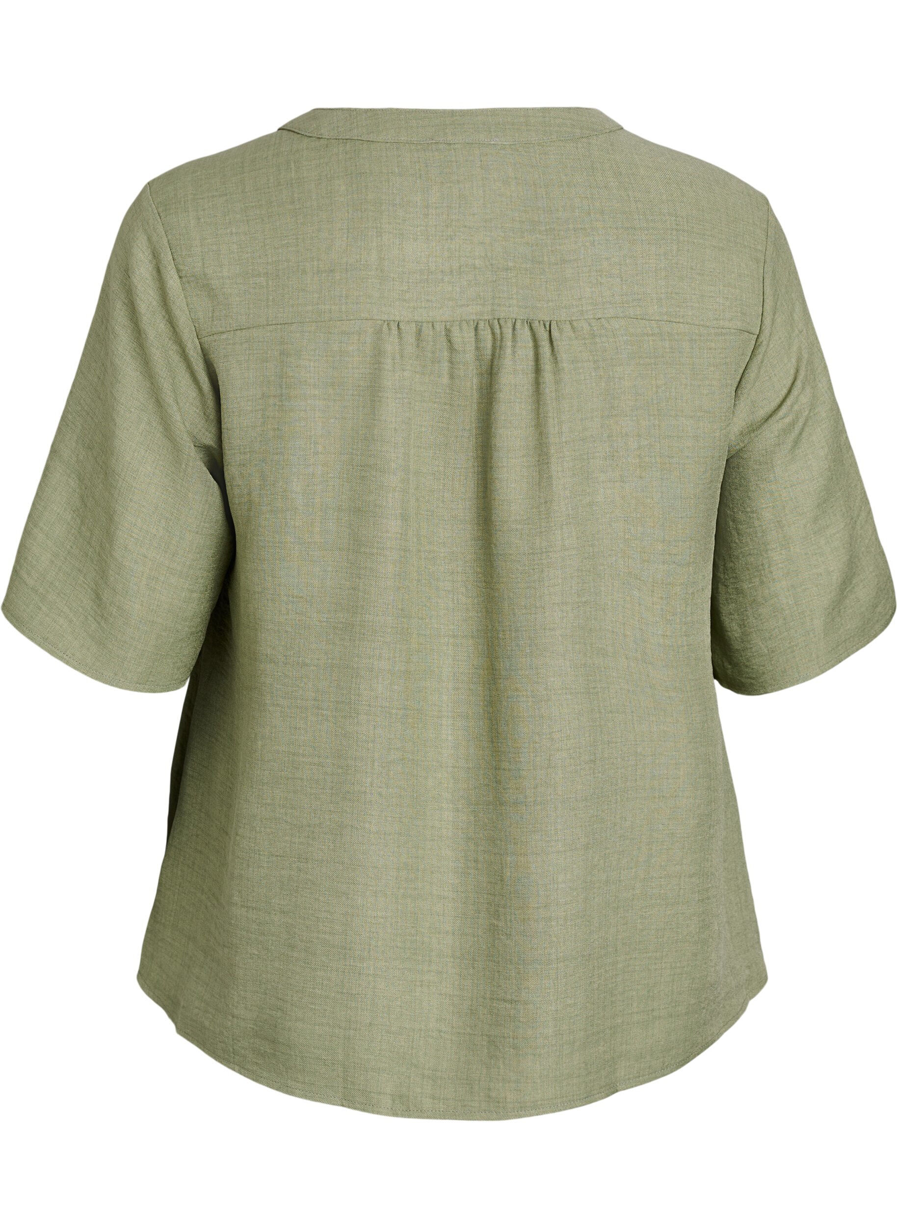Zizzifashion V-neck shirt blouse with short sleeves, Green, Packshot image number 1