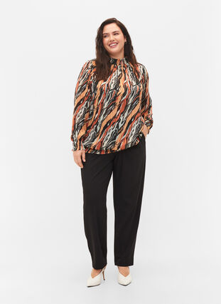 Printed blouse with smock, Multi Aop, Model image number 2