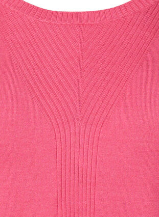 Plain coloured knitted jumper with rib details, Hot Pink Mel., Packshot image number 2