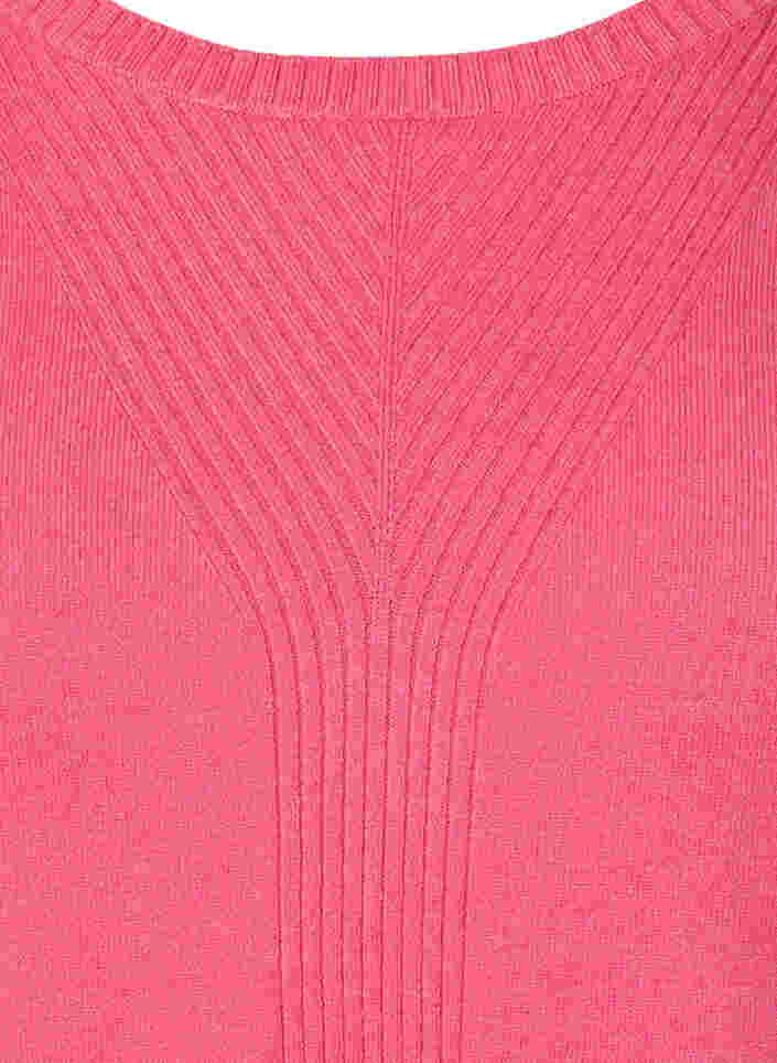 Plain coloured knitted jumper with rib details, Hot Pink Mel., Packshot image number 2