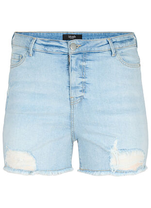 Denim shorts with distressed details, Light Blue Denim, Packshot image number 0