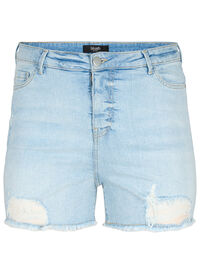 Denim shorts with distressed details