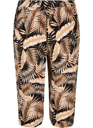 Cropped viscose trousers with print, Leaf AOP, Packshot image number 1