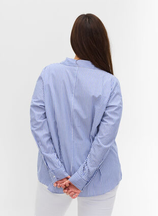 Striped shirt in organic cotton, Dazzling Blue Stripe, Model image number 1