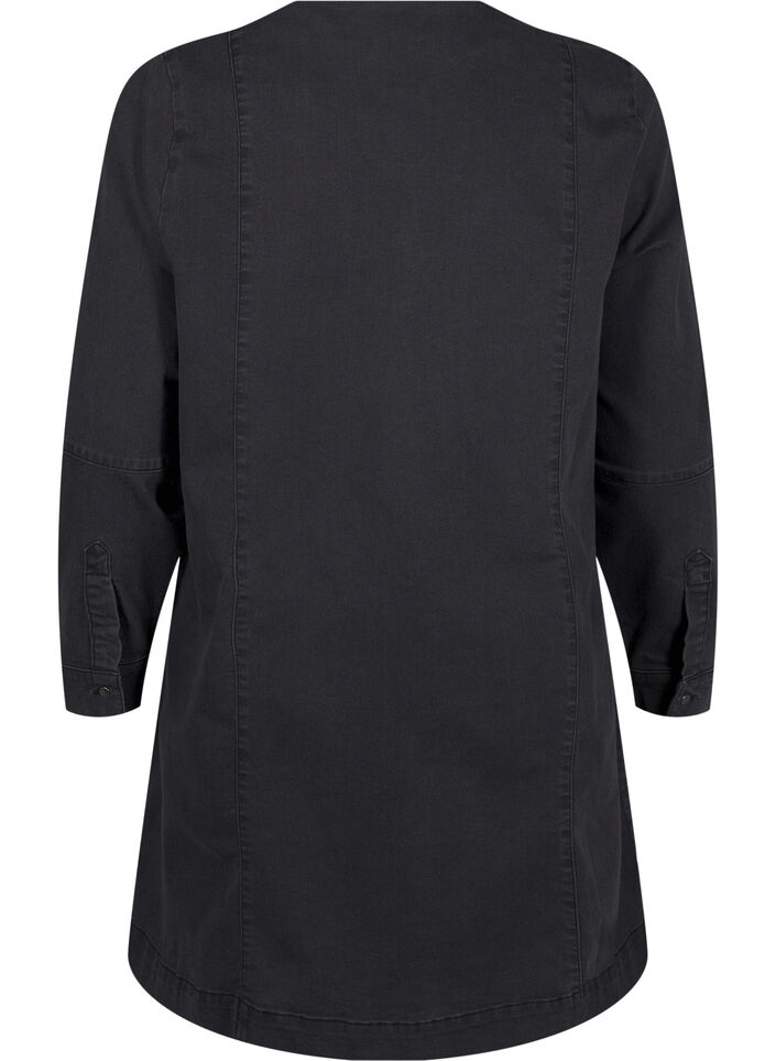 A-shape denim dress with zip, Grey Washed, Packshot image number 1
