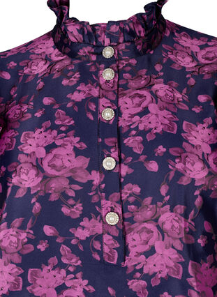 Dress with ruffle detail and pearl buttons, Dark Blue Pink, Packshot image number 2