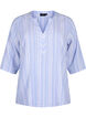 Striped blouse in linen-viscose blend, Light Blue, Packshot image number 0