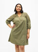 Dress in a cotton blend with linen and crochet detail, Deep Lichen Green, Model image number 0