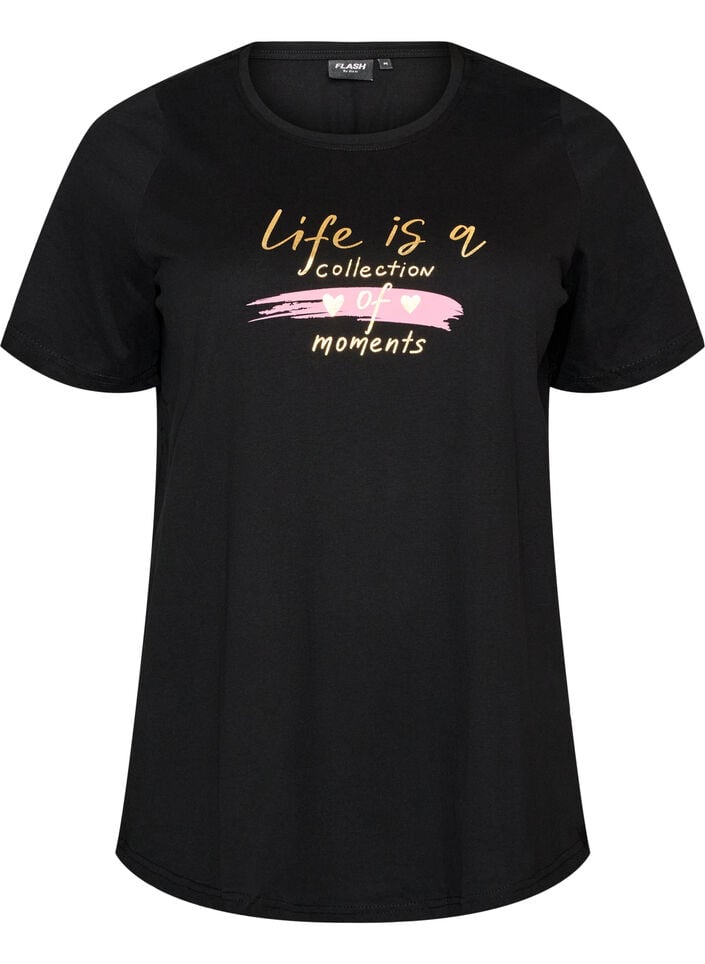 T-shirt with motif, Black, Packshot image number 0