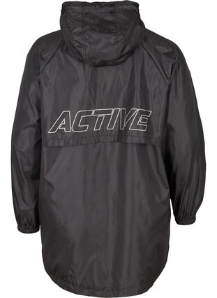 Sports jacket with hood and print details, Black, Packshot image number 1