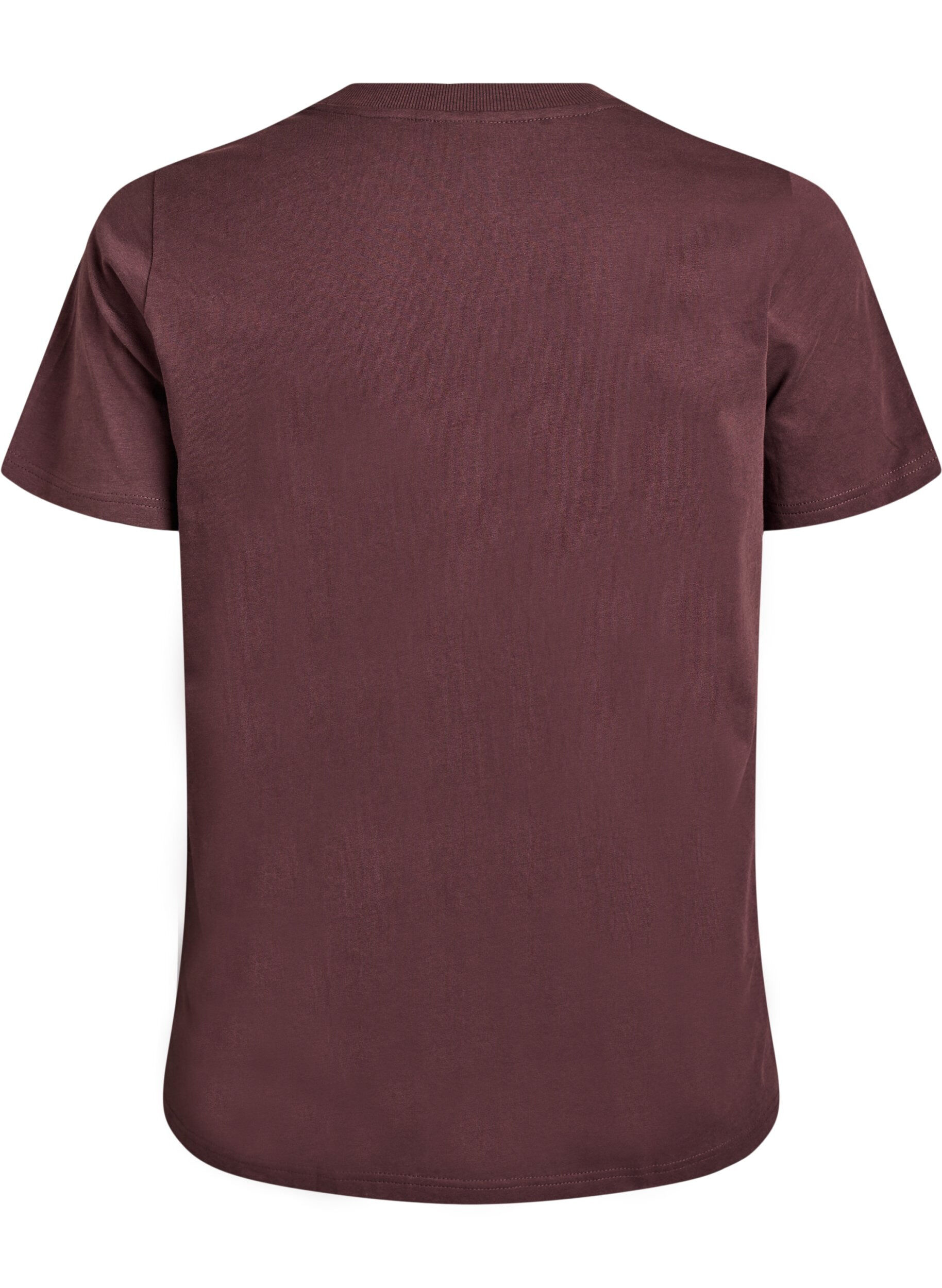 Zizzifashion Basic cotton T-shirt with round neck, Brown, Packshot image number 1
