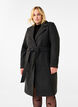 Long wool coat with belt, Dark Grey Melange, Model image number 0