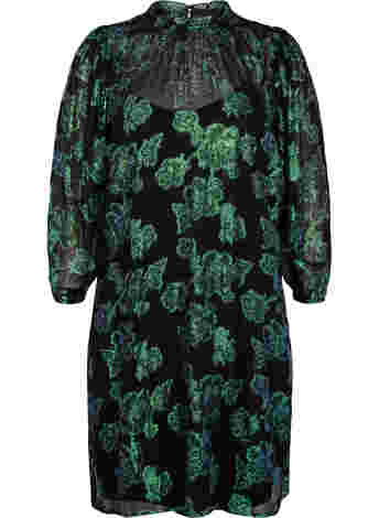 Floral viscose dress with lurex structure
