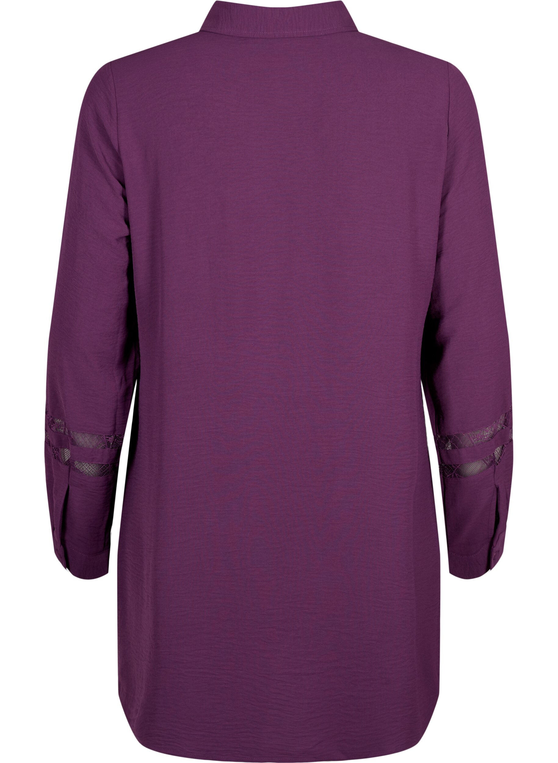 Zizzifashion Long shirt with lace details, Deep Purple, Packshot image number 1