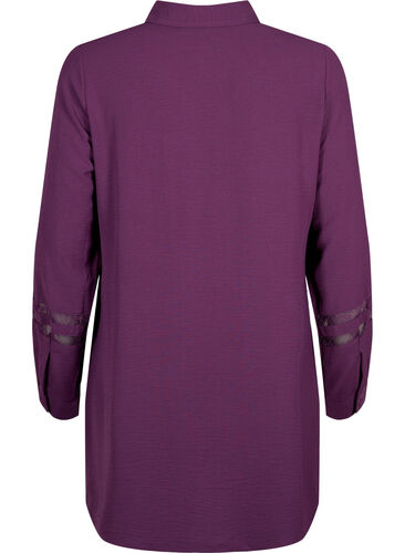 Long shirt with lace details, Deep Purple, Packshot image number 1