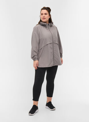 Sports jacket with hood and reflector, Grey Silver, Model image number 2