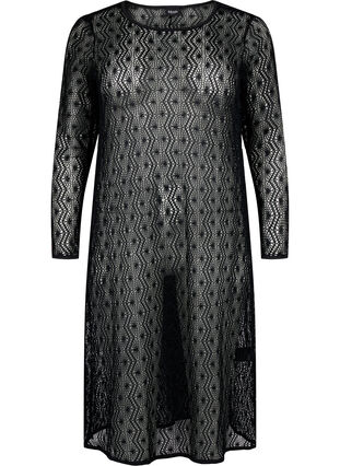 Crochet dress with long sleeves, Black, Packshot image number 0