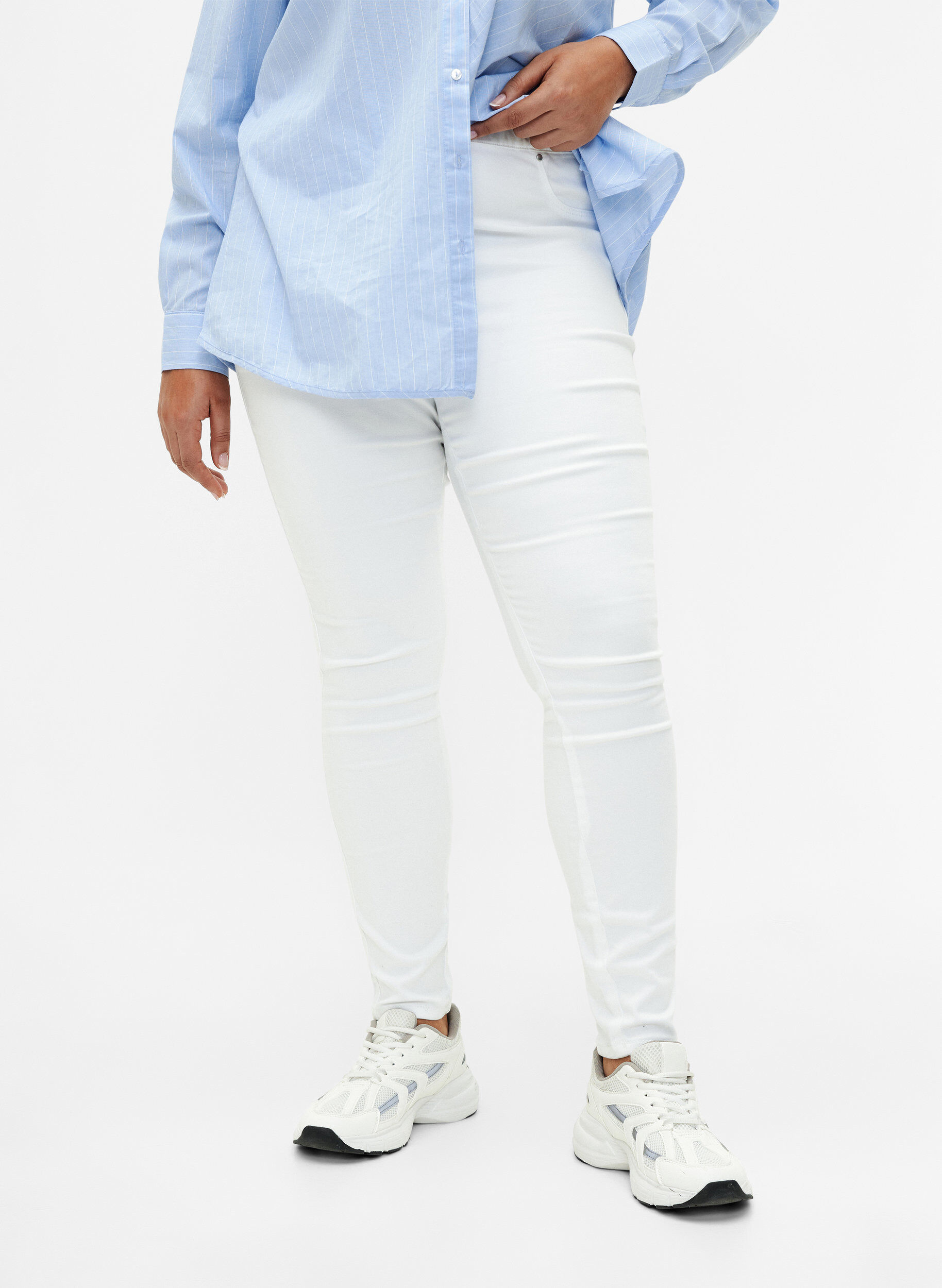 ZizzifashionHigh-waisted jeggings, White, Model image number 2