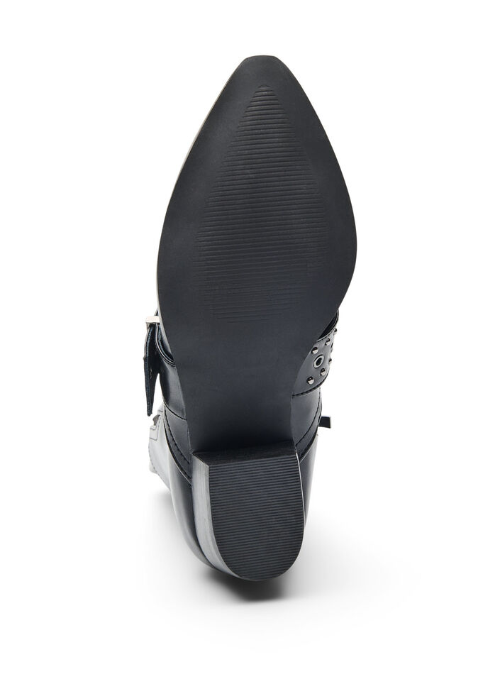 Leather ankle boot with strap and studs, Black, Packshot image number 5