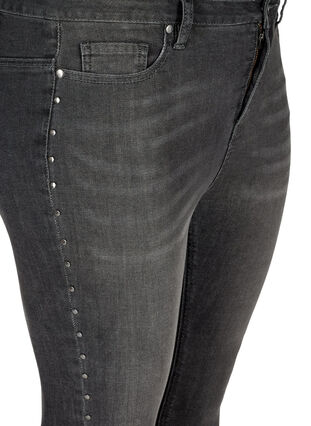 High-waisted Amy jeans with studs in the side seams, Dark Grey Denim, Packshot image number 2
