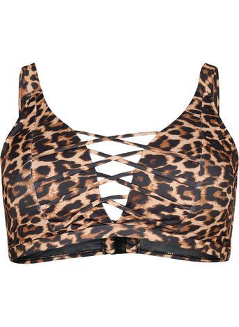 Leopard print bikini bra with thong detail