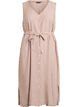 Sleeveless striped midi dress in linen and viscose, Beige, Packshot image number 0