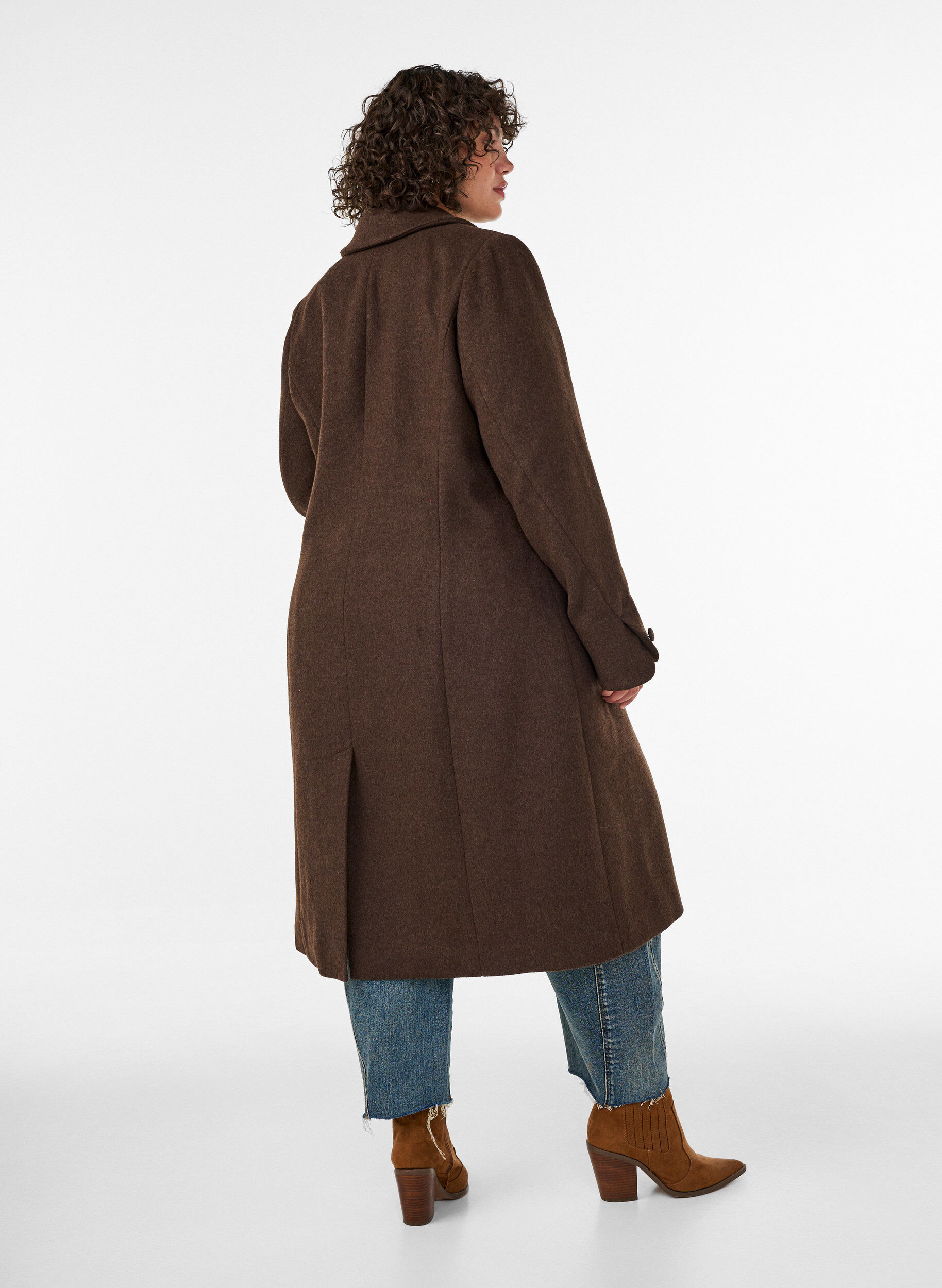 ZizzifashionWool blend coat with lapels and buttons, Brown, Model image number 2