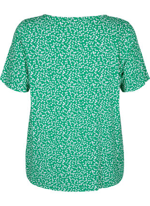 FLASH - Short sleeve viscose blouse with print, Bright Green Wh.AOP, Packshot image number 1